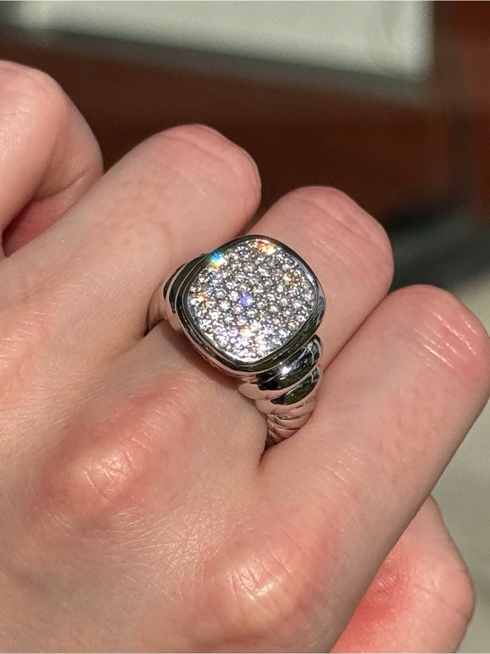 Vintage 18k white gold David Yurman Noblesse 0.8CTW Pave Natural Diamond cable - Picture 6 of 10